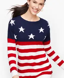 Talbots Stars and Stripes USA Flag Sweater size XS