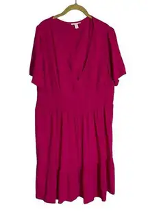 Knox Rose Hot Pink V Neck Stripe Magenta Dress XXL