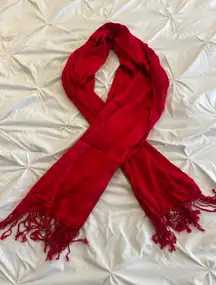 Vibrant Red Scarf with Fringe