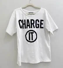 Moschino  luxury white Tshirt charge it graphic size medium