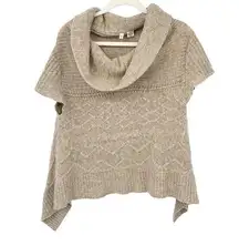 Anthropologie Moth Womens Wool Blend Cable Knit Cowl Neck Sweater Size S Tan