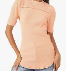 Free People Red Delicious Textured Tee in Sunset Drive sz M NWT $78R