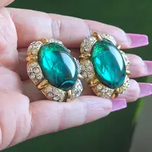 ST JOHN Vintage Gripoix Style Clip-On Earrings.