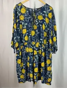 Eloquii Size 24 Floral Flowy Dolman Sleeve Keyhole Slouchy Romper Boho Retro
