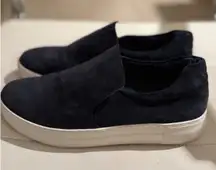J/Slides NYC‎ Navy Blue Suede Leather Slip On Platform Sneakers Size 6