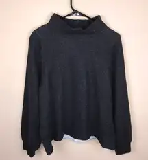 Madewell MWL Women’s Charcoal Gray White Speckled Knit Mock Neck Sweatshirt