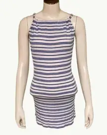 Cabi Womens Striped Sleeveless Dress With Tie Back Size L Rayon Spandex