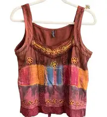 Sacred Threads Embroidered Top. Wearable Art. Size Large.