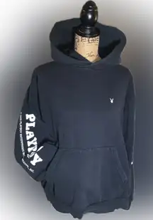 PLAYBOY Bunny Black Oversized Baggy Cozy Comfy Hoodie Logo Sleeves L
