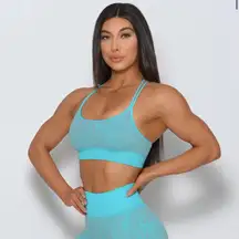 Bombshell Blue and Grey Snake Print Seamless Strappy Sports Bra Size XS/S