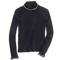 J. Crew • Black White Contrast Ribbed Turtleneck Top