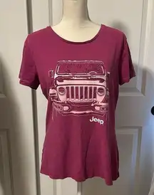 Women’s Fitted Pink Jeep Short Sleeve T-shirt - Size Large