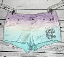 Disney Torrid Size 18 The Little Mermaid Ariel Dip Dye Raw Hem Denim Jean Shorts