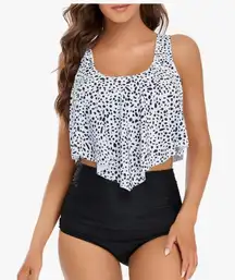 Edelqual Tankini High Waisted Bikini Sets Plus Size Two Piece Tummy Control