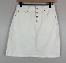 J.Crew Mini Skirt Women's 26 White Rigid Denim Button-Fly A-Line Classic NWT