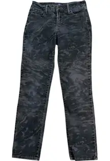 NYDJ Women's Skinny Jeans Size 6 Black Camouflage Lift Tuck Casual Chic