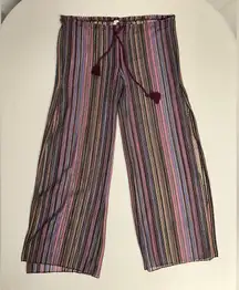 Becca • Cover Up Womens Large Red/Purple Pants Knit Crochet Beach Swim Tassel