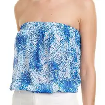 Ramy Brook MYKONOS LEOPARD/BLUE COMBO Printed Yanni Top NWT L