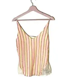 metallic silk blend spaghetti strap tank top Small