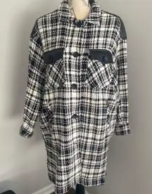 Zara Black White Tweed Button Down
Coat Shirt Jacket