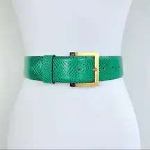 DOMINO De Micheli Italy Vintage Green Leather Belt Solid Brass Buckle