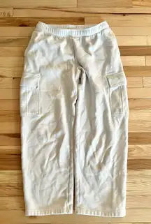 aritzia tna white cargo wide leg sweatpants 