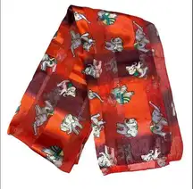 Space Age Red Scarf with Elephants