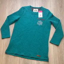 Marble Lily Teal Quilted Long Sleeve Sweater