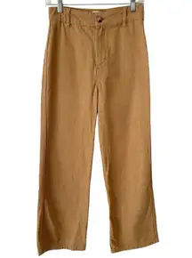 Reformation Jeans Khaki Organic Cotton Tencel Straight Leg High Rise Pants Sz 25