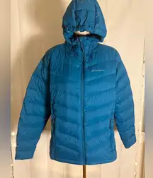 Eddie Bauer Blue Down Puffer Jacket Hooded Women’s Size Large – 80/20 Down Fill
