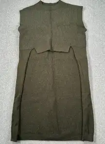 Kerisma High Low Sleeveless Tunic Sweater Women's S/M Olive Green Sleeveless