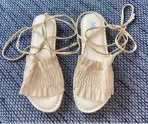 NWOT MIA Camel Leather Gladiator Lace-up Sandals, Sz 8