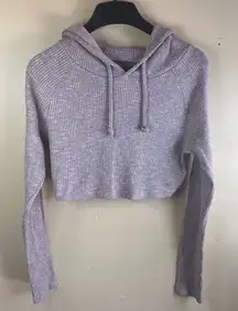 Gymshark Womens Hooded Cropped Ribbed Knit Sweater‎ Size Medium Beige Streetwear