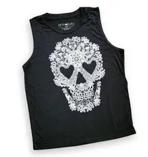 Black/White Sugar Skull Muscle Tank, Women's S