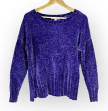 Seven7 Pullover Sweater Women's Small Purple Knit Plush Chenille Long Sleeve