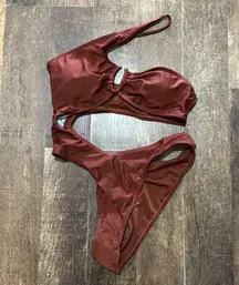 Stylish Rust Color One Piece Swimsuit