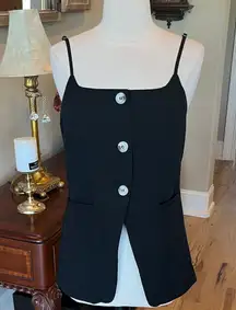 Black Spaghetti Strap Button Down Vest
