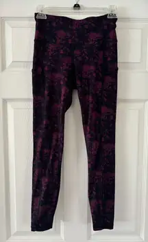 Woman’s Burgundy Patterned Workout Leggings - Size Small