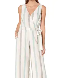 Tie Waist Stripe Daisy Jumpsuit