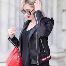 Blank NYC Uma Stripe Varsity Moto Jacket