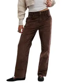 FREE PEOPLE Risk Taker High Rise Straight Leg Corduroy Pants Chocolate Size 31