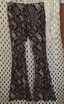 Snakeskin flared leggings nude tan cut out flared bootcut pants size S