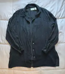 Chico's Vintage 90s 100% Silk Black Button-Up Shirt Jacket Size 2 (Large)