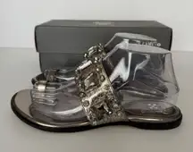 Vince Camuto Sandals Amarilis Metallic Snake Jeweled Studded Toe Loop Size 8 M‎