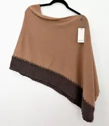 Claudia Nichole Alashan Merino Wool Cashmere Dress Topper Poncho Tan Sweater NWT