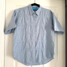 Ol' Paint Retro Western Shirt‎ Textured Cotton Light Blue Button Up Women's M