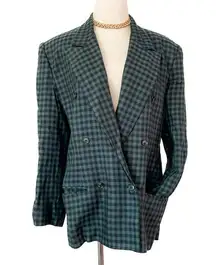 The Limited Vintage  checkered plaid double breasted peak lapel blazer size 12 L