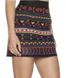 Sam Edelman MultiColor Geometric Print Zip Front Mini Skirt‎ Cotton Skirt Size 2