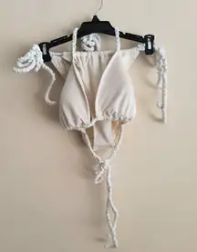 Aerie White Crinkle Triangle Top Two Piece Bikini XL