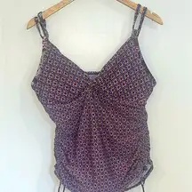 Athleta Retro Print Double Strap Tankini Montego Size Large 40C 38D 36DD